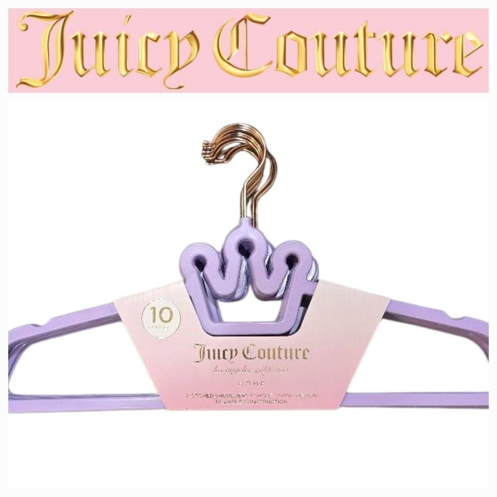 Juicy Couture Home Crown-Shaped  Notched Shoulders Space Saving Hangers- 10PK